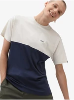 Krémovo-modré pánské tričko VANS Colorblock - Pánské