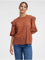 Orsay Hnědé dámské pruhované tričko - Dámské