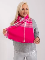 Pink-gray long scarf with fringe