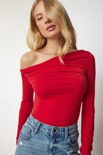 Happiness İstanbul Women's Red Flowy Collar Smocking Detailed Blouse