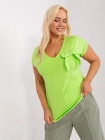 Light green plus size V-neck blouse