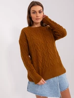 Light brown classic sweater with cables