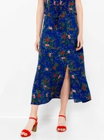Tmavomodrá kvetovaná midi sukňa CAMAIEU