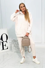 Insulated set with sweatshirt in melange beige