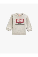 Koton Love Printed Sweatshirt Shimmering Crew Neck Long Sleeved.