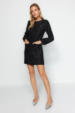 Trendyol Black Buttoned Tweed Woven Jacket Woven Dress