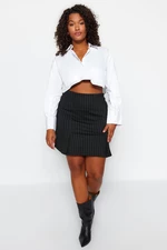 Trendyol Curve Black Striped Basic Interlock Knitted Plus Size Skirt