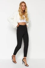 Trendyol Black Stitching Detail High Waist Carrot Fit Knitted Pants