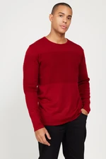AC&Co / Altınyıldız Classics Men's Red Anti-pilling and Anti-Pilling Standard Fit Crew Neck Textured Knitwear Sweater.