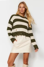 Trendyol Khaki Crop Wide fit Knitwear Sweater