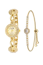 Polo Air Elegant Vintage Women's Wristwatch Zircon Stone Bracelet Combination Gold Color