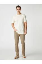 Koton Slim-fit Trousers 5-Pocket, Buttoned Textured