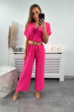 Overall with decorative belt at waist pink