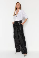 Trendyol Black Cargo Sequin Pants with Pocket