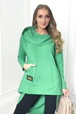 Sweatshirt with long back and hood light green