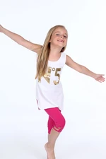 Girls' white T-shirt with straps