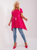 Fuchsia long blouse plus size with print