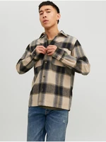 Beige Mens Plaid Shirt Jack & Jones Darren - Mens