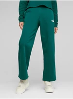 Dark Green Womens Shortened Sweatpants Puma ESS+ - Women