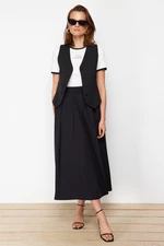 Trendyol Black Pleated Woven Skirt