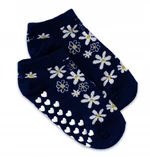 Dětské ponožky s ABS Květinky - tm. modré, vel. 23-26