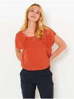 Orange Blouse with Embroidery CAMAIEU - Women