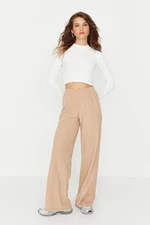 Trendyol Beige Thessaloniki Wide Leg Thessaloniki Knitted Sweatpants