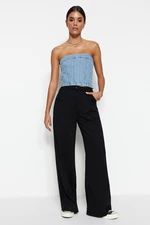 Trendyol Black Pleat Detailed Relaxed High Waist Knitted Pants