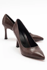 LuviShoes FOREST dámské hnědé boty na podpatku s potiskem