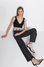 Trendyol Black Contrast Waisted Stripe Smart Relaxed Cut Knitted Pants