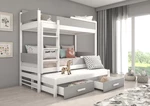 Poschoďová dětská postel Icardi 180x90 cm, bílá/šedá