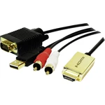 LogiLink CV0052A  adaptér [1x HDMI zástrčka - 1x VGA zástrčka, cinch zástrčka] zlatá, čierna  2.00 m