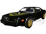 1977 Pontiac Firebird Trans Am T/A Starlite Black with Golden Eagle Hood and Stripes 1/24 Diecast Model Car by Greenlight
