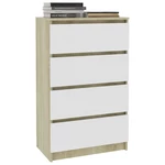 Sideboard White and Sonoma Oak 23.6"x13.8"x38.8" Chipboard