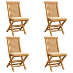 Garden Chairs with Cream Cushions 4 pcs Solid Teak Wood