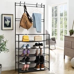 Lusimo Industrial Coat Rack Shoe Bench Metal with Storage Shelf Entry Hallway Home
