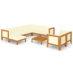 10 Piece Garden Lounge Set with Cushions Solid Acacia Wood