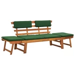 Garden Bench with Cushions 2-in-1 74.8" Solid Acacia Wood