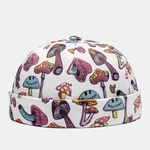 Collrown Unisex Colored Mushroom Overlay Pattern Fashion Personality Brimless Beanie Landlord Cap Skull Cap