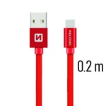 Adatkábel Swissten textil USB-C konnektorral és gyorstöltés támogatással, Red