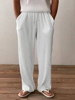 Men Casual Loose Fit Pleated Texture Straight Leg Pants