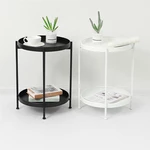 Double Layer Metal Sofa Side Coffee Table Iron Art Round Small End Tables Display Simple for Living Room Bedroom Ornamen