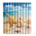 150cmx180cm Digital Printing Beach Starfish Waterproof Polyester Shower Curtain