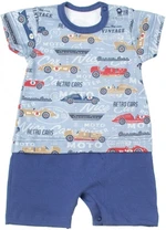 MBaby Bavlněné body s nohavičkami Retro Cars - jeans, vel. 68 (3-6m)