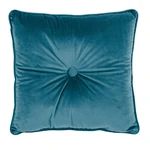 Modrý vankúš Tiseco Home Studio Velvet Button, 45 x 45 cm