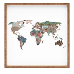 Drevený dekoratívny servírovací podnos Map, 40 × 40 cm