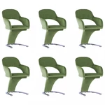 Jídelní židle 6 ks samet / chrom Dekorhome Zelená,Jídelní židle 6 ks samet / chrom Dekorhome Zelená