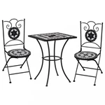 Mozaikový bistro set 3 ks Dekorhome Černá / bílá,Mozaikový bistro set 3 ks Dekorhome Černá / bílá