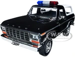 1978 Ford Bronco Police Car Unmarked Black with White Top "Law Enforcement and Public Service" Series 1/24 Diecast Model Car by Motormax