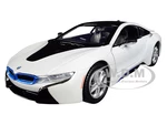 2018 BMW i8 Coupe Metallic White with Black Top 1/24 Diecast Model Car by Motormax